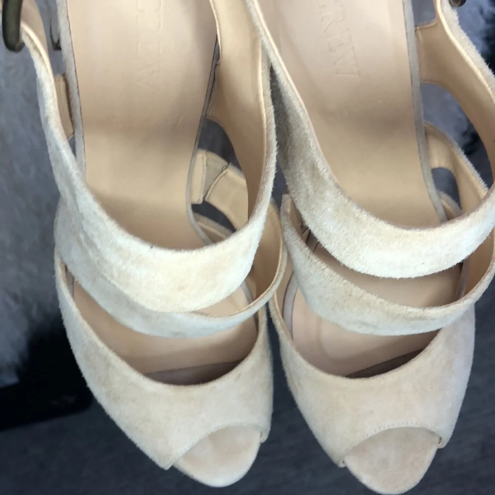 NEW J.Crew Suede Platform high heels NWOT never worn made in Italy Leather - Picture 7 of 14